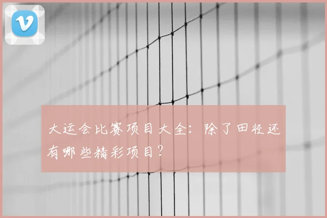 大运会比赛项目大全：除了田径还有哪些精彩项目？